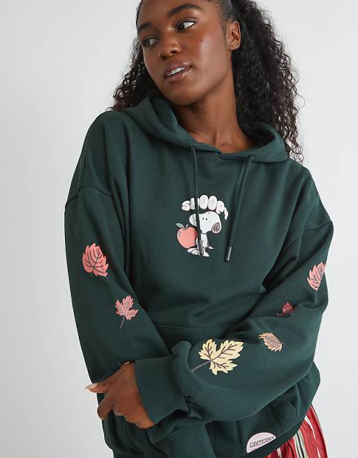 Skinnydip London Snoopy Harvest Hoodie In Green