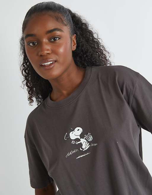 Skinnydip London Snoopy Have A Nice Day T-shirt In Grey