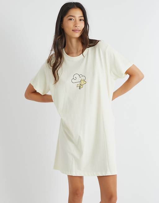 Skinnydip London Snoopy Rainbow Night Dress In Ecru In Pink