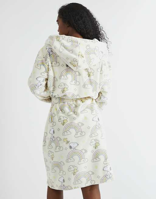 Skinnydip London Snoopy Rainbow Print Dressing Gown In White