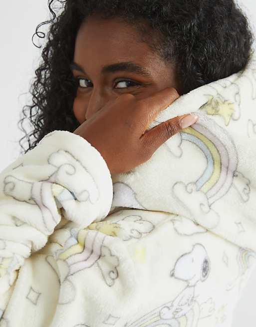 Skinnydip London Snoopy Rainbow Print Dressing Gown In White