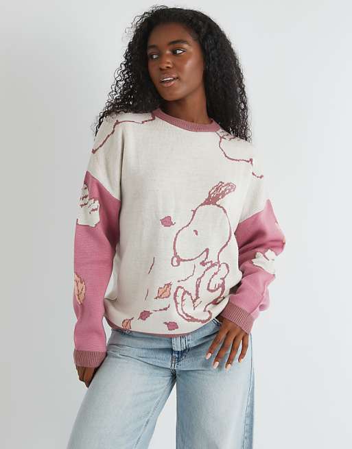 Skinnydip London Snoopy Varsity Knitted Jumper In Multi