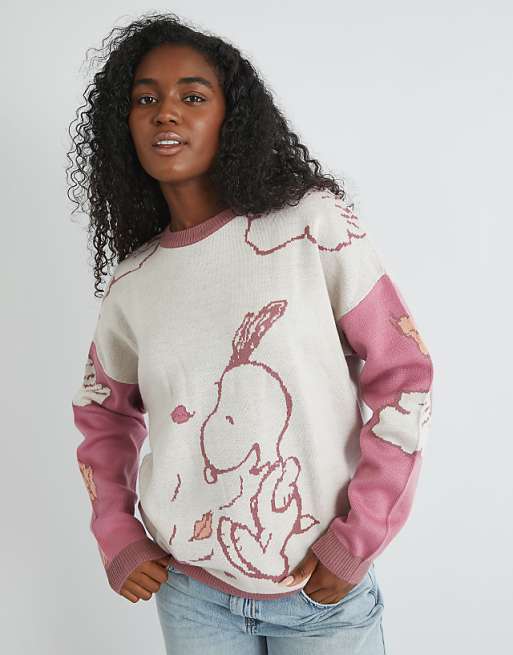 Skinnydip london snoopy varsity knitted jumper in multi