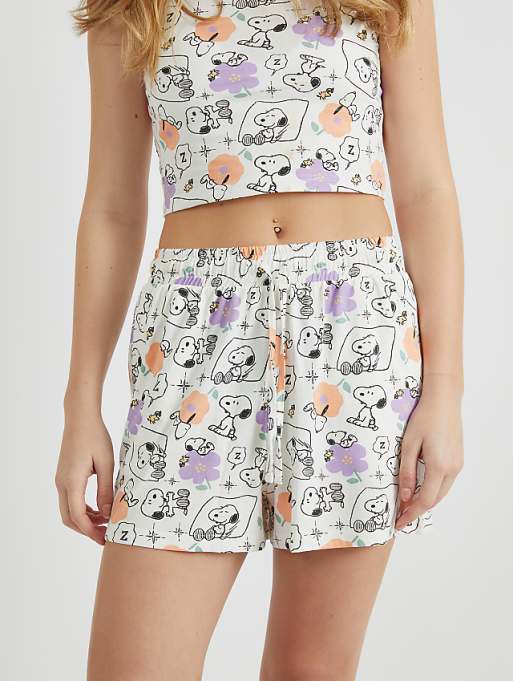 Skinnydip London Snoopy Vest & Short Pyjama Set In Pink