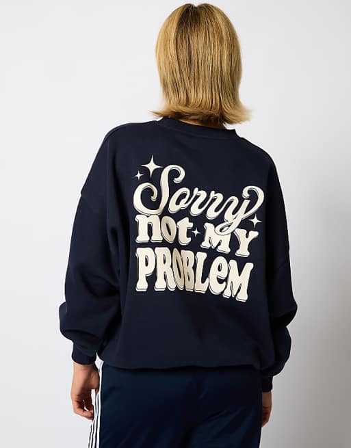 Skinnydip London Sorry Not My Problem Sweatshirt In Navy