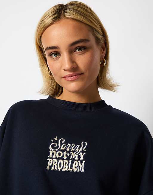 Skinnydip London Sorry Not My Problem Sweatshirt In Navy