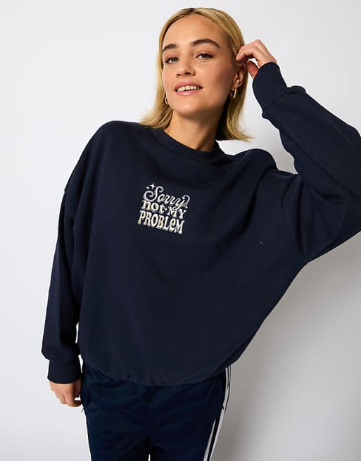 Skinnydip london sorry not my problem sweatshirt in navy
