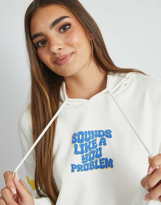 Skinnydip London Sounds Like A You Problem Hoodie In Ecru