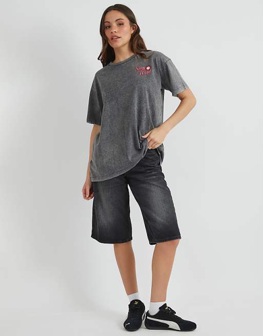 Skinnydip London Stay Wild T-shirt In Grey