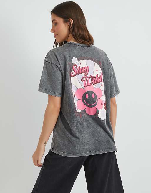 Skinnydip london stay wild t-shirt in grey