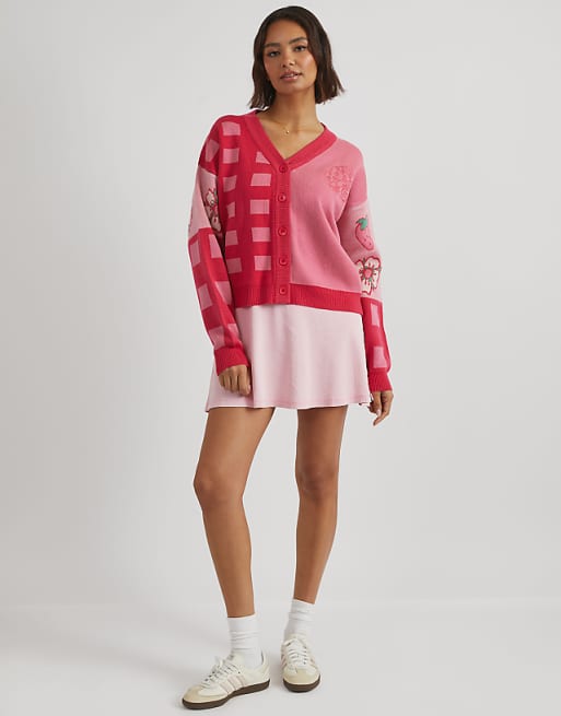 Skinnydip London Strawberry Shortcake Knitted Cardigan In Red
