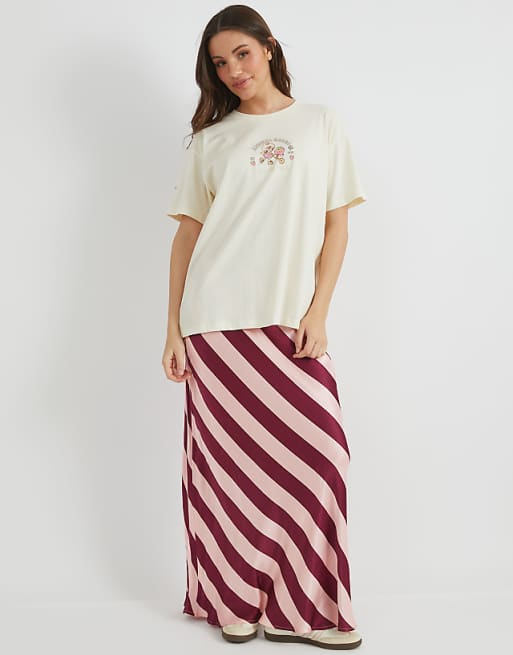 Skinnydip London Strawberry Shortcake Stay Wild T-shirt In Ecru