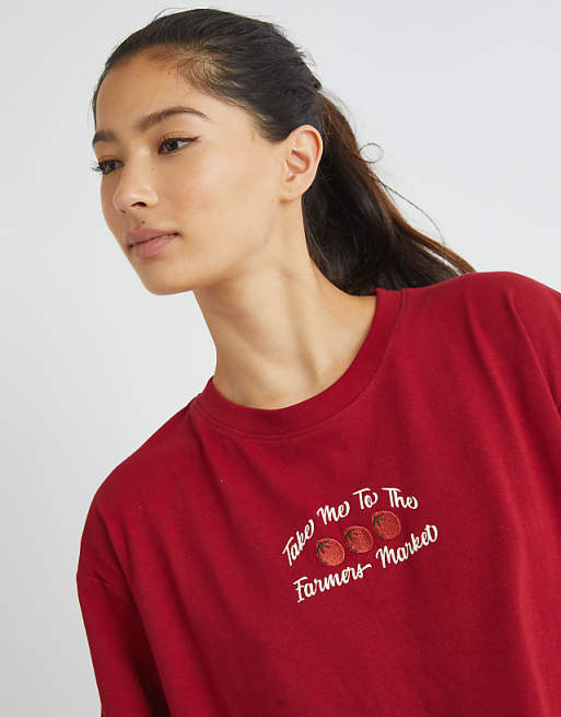 Skinnydip London Take Me To The Farmers Market T-shirt In Red