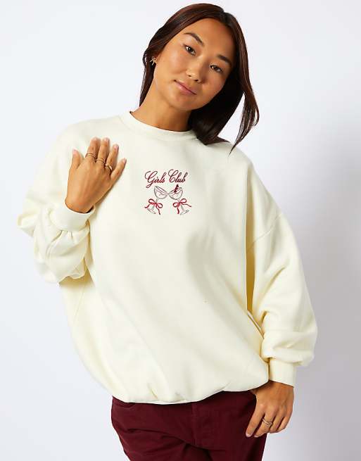Skinnydip London The Girls Club Sweatshirt In Cream