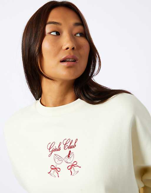 Skinnydip London The Girls Club Sweatshirt In Cream