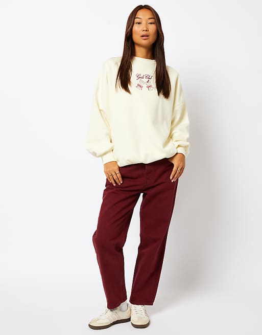 Skinnydip London The Girls Club Sweatshirt In Cream