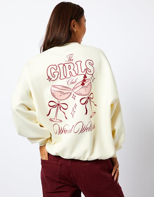 Skinnydip London The Girls Club Sweatshirt in Cream