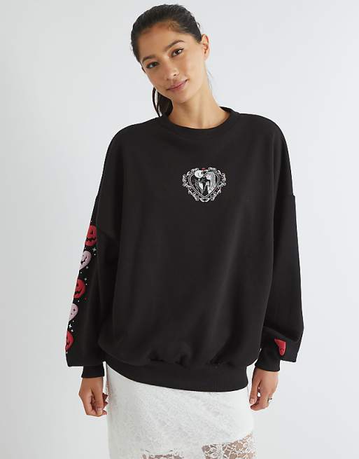 Skinnydip London The Nightmare Before Christmas Lovers Sweatshirt In Black