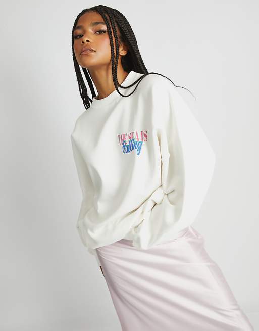 Skinnydip London The Sea Is Calling Sweatshirt In White
