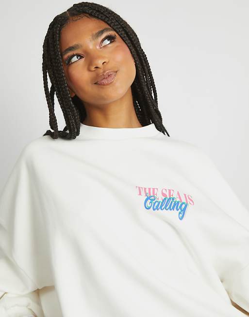 Skinnydip London The Sea Is Calling Sweatshirt In White