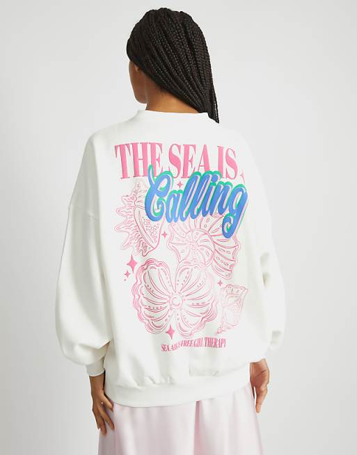 Skinnydip london the sea is calling sweatshirt in white