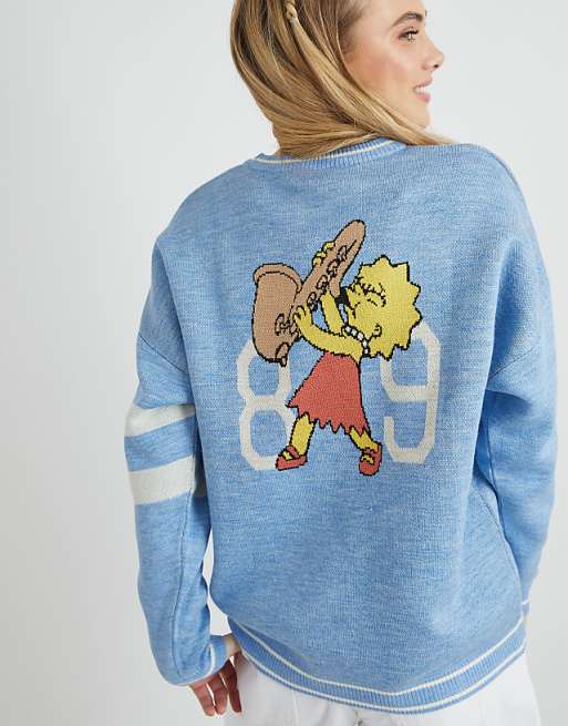 Skinnydip London The Simpsons Bart & Lisa Varsity Knitted Jumper In White
