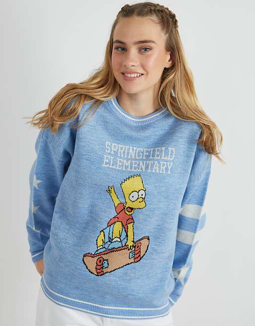 Skinnydip London The Simpsons Bart & Lisa Varsity Knitted Jumper In White