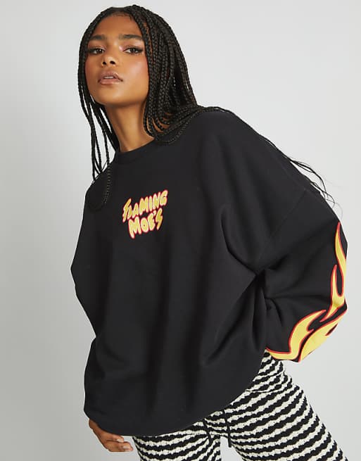 Skinnydip London The Simpsons Flaming Moes Sweatshirt In Black
