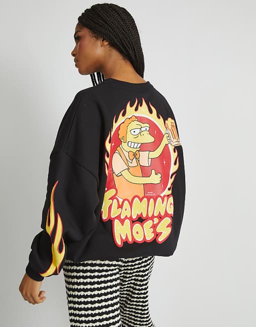Skinnydip london the simpsons flaming moes sweatshirt in black