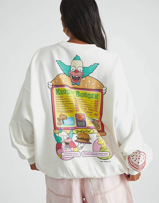 Skinnydip london the simpsons krusty burger sweatshirt in white