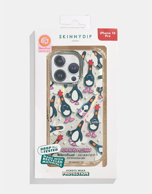 Skinnydip london wallace & gromit feathers iphone case in black