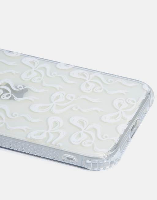 Skinnydip London White Bow Swirl Shock Iphone Case In White