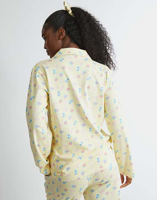 Skinnydip London Yellow Ditsy Fruit Pyjama Set In Yellow