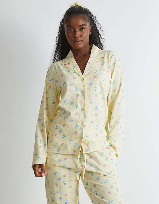 Skinnydip london yellow ditsy fruit pyjama set in yellow