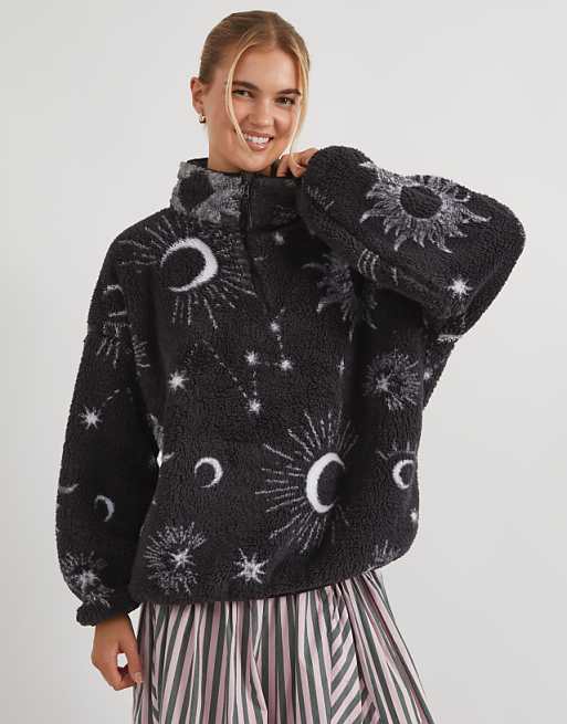 Skinnydip Skinnydip london celestial longline fleece in black
