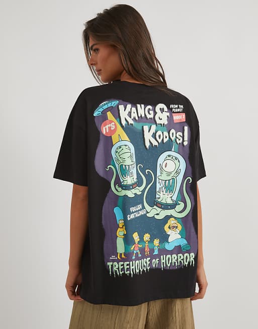 Skinnydip Skinnydip london the simpsons kang & kodos treehouse of horror t-shirt in grey