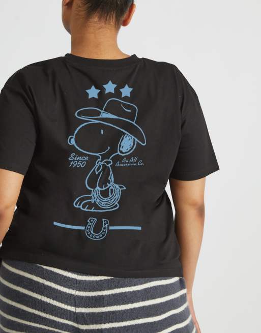 Skinnydip Snoopy Cowboy T-shirt In Black