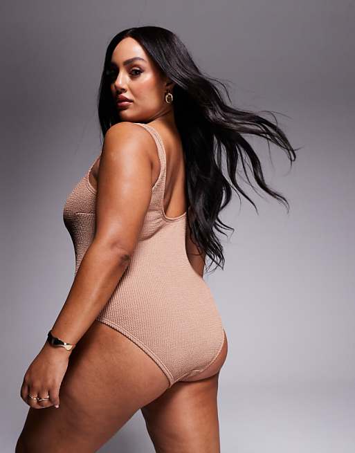 South Beach Curve Crinkle Swimsuit In Tigers Eye