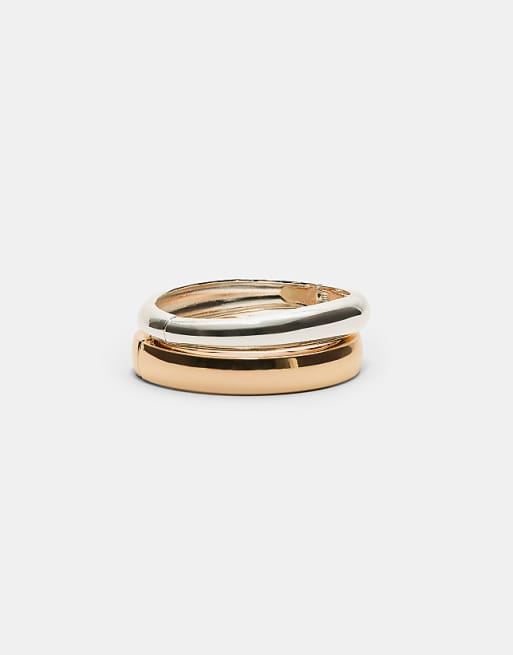 Stradivarius 2 pack rigid bracelets in gold