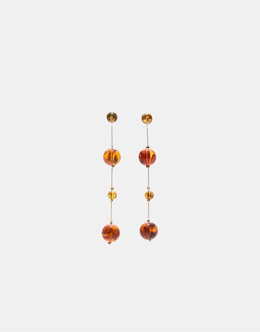 Stradivarius Ball dangle earrings in mustard