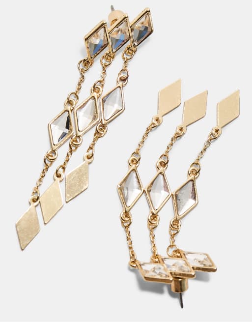 Stradivarius Diamond-shaped Dangle Earrings In Gold