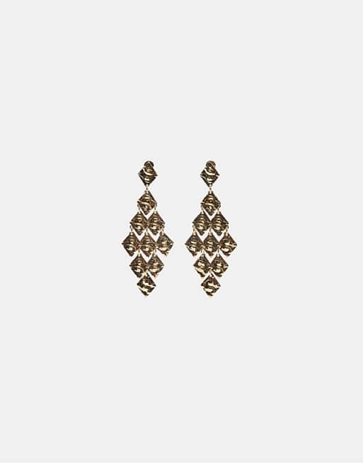 Stradivarius Diamond-shaped earrings in gold