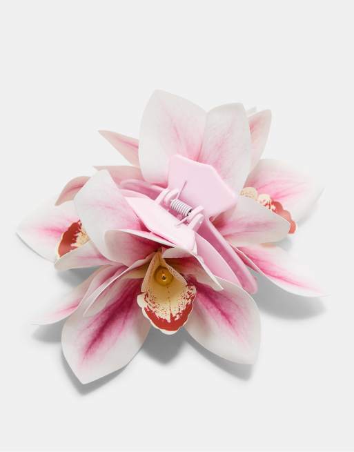 Stradivarius Fabric Maxi Flower Hair Clip In Pink