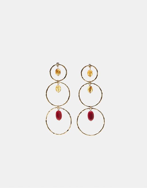Stradivarius Hoop dangle earrings with charm in gold