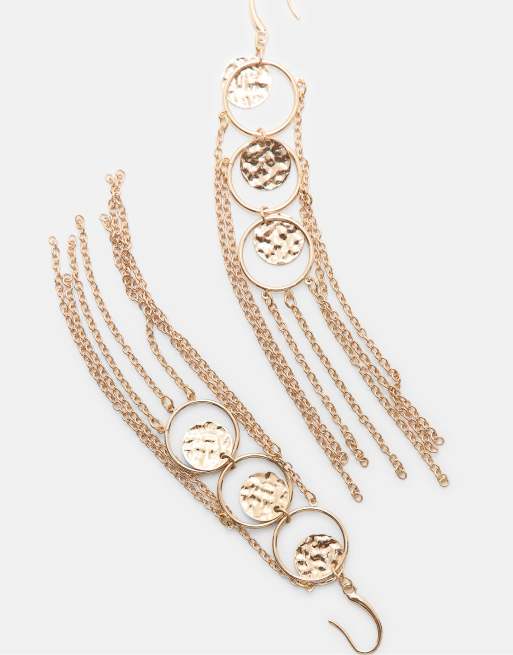 Stradivarius Long Chain Earrings In Gold