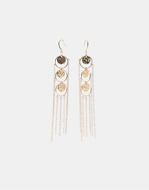 Stradivarius Long chain earrings in gold