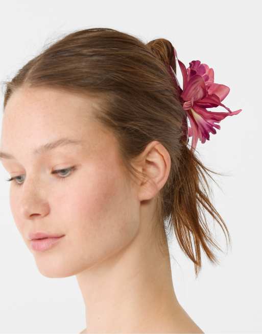 Stradivarius Orchid Flower Hair Clip In Pink