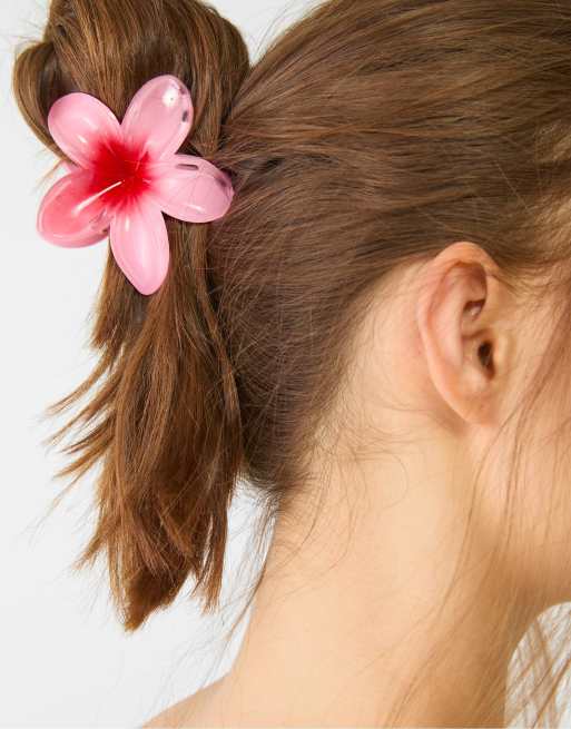 Stradivarius Pack Of 3 Floral Hair Clips In Bubblegum Pink