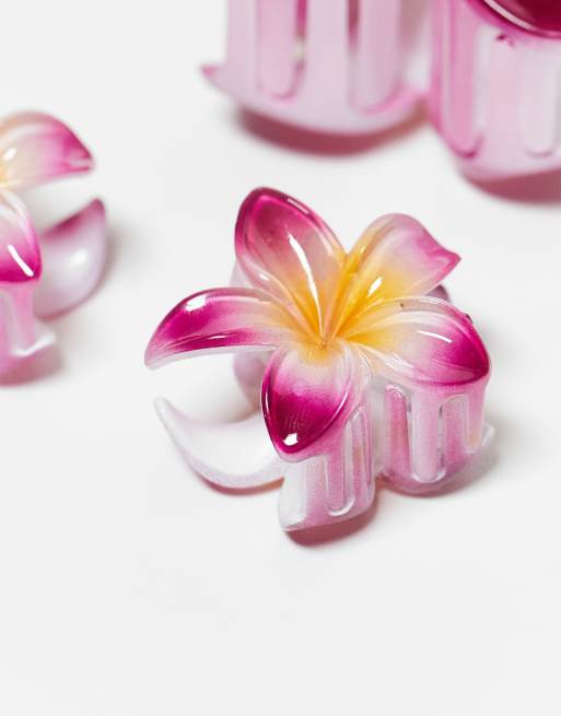 Stradivarius Pack Of 3 Floral Hair Clips In Pale Pink