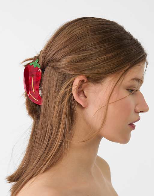 Stradivarius pepper hair clip in red
